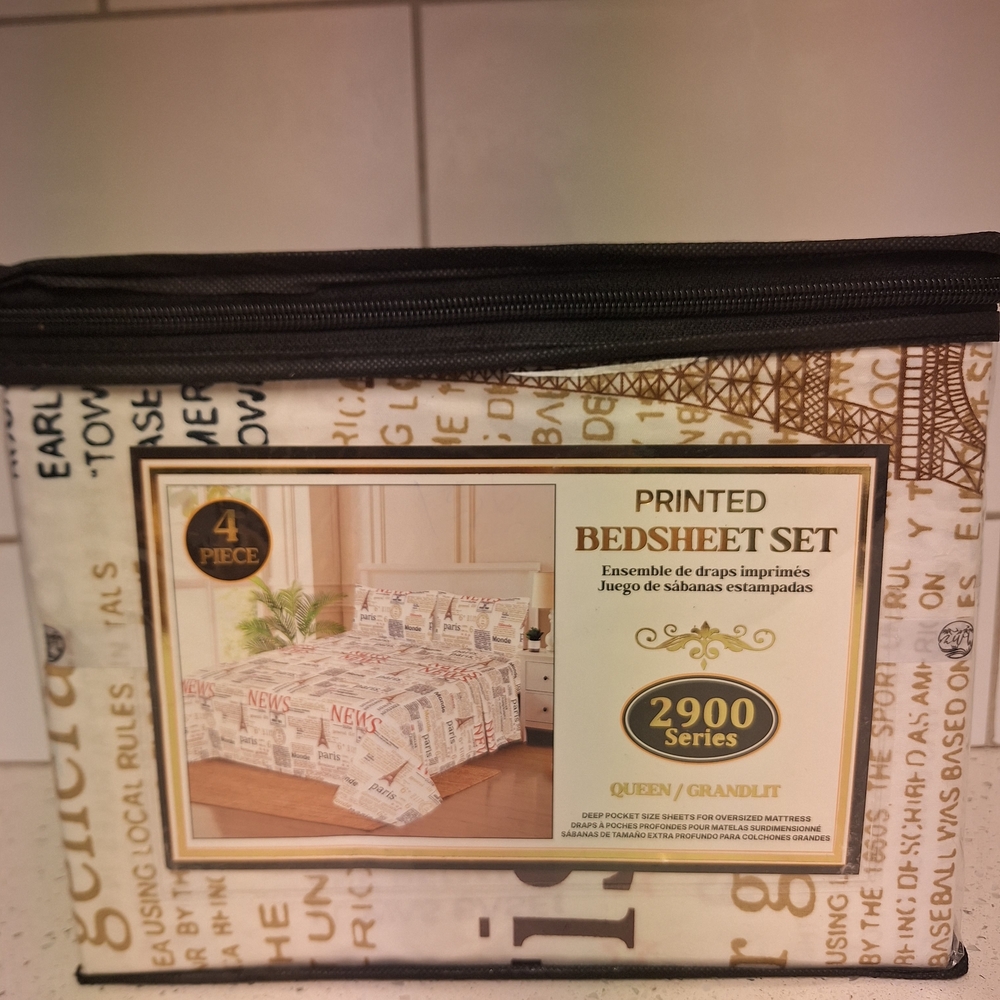 NWT Printed Bedsheet Set - Queen Size